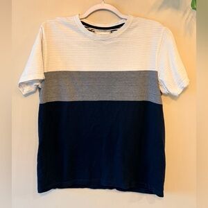 DENIM & FLOWERS 100% Cotton Colorblock Crew Neck Tee